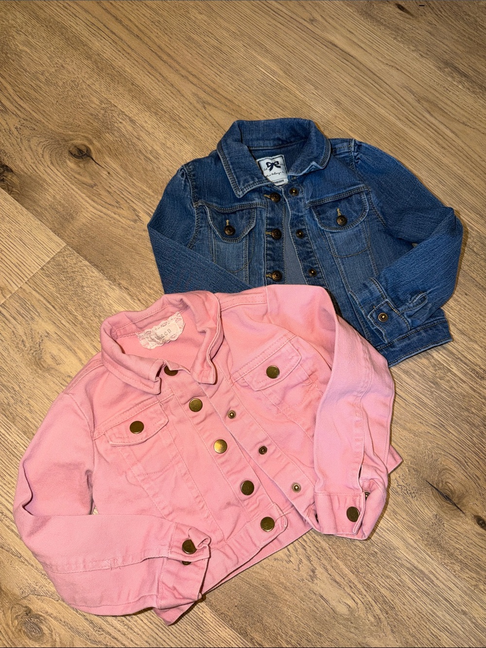 Girls Pink and Denim Jackets - Classic Button-Front Style